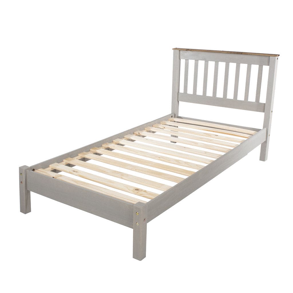 Corona Grey Washed Fashionable 3ft Low End Single Bed - Price Crash Furniture