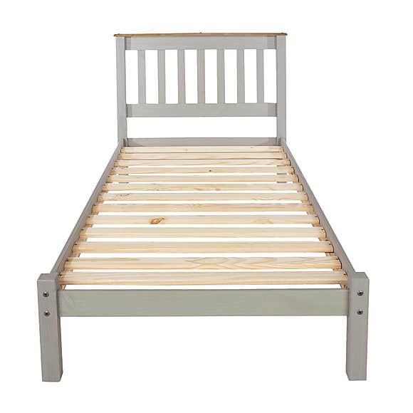 Corona Grey Washed Fashionable 3ft Low End Single Bed - Price Crash Furniture