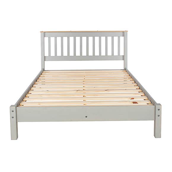 Corona Grey Washed Pine 4ft 6" Low End Double Bed - Price Crash Furniture