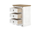 Corona White Washed Wax Effect Pine 3 drawer Petite Bedside - Price Crash Furniture