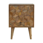 Cube Carved Bedside With 2 Drawers - Price Crash Furniture