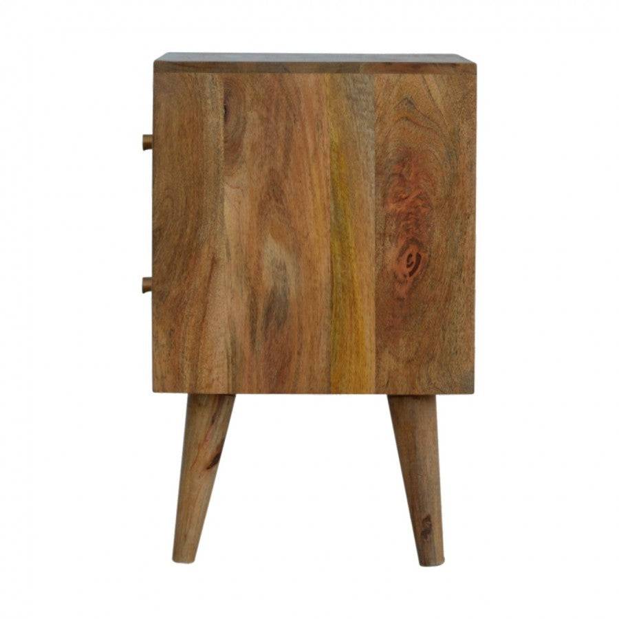 Cube Carved Bedside With 2 Drawers - Price Crash Furniture