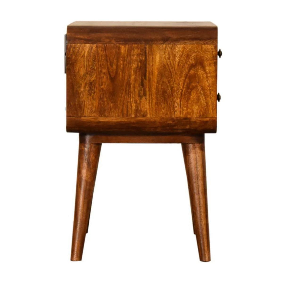 Curved Chestnut Bedside Table with Cable Access - Price Crash Furniture