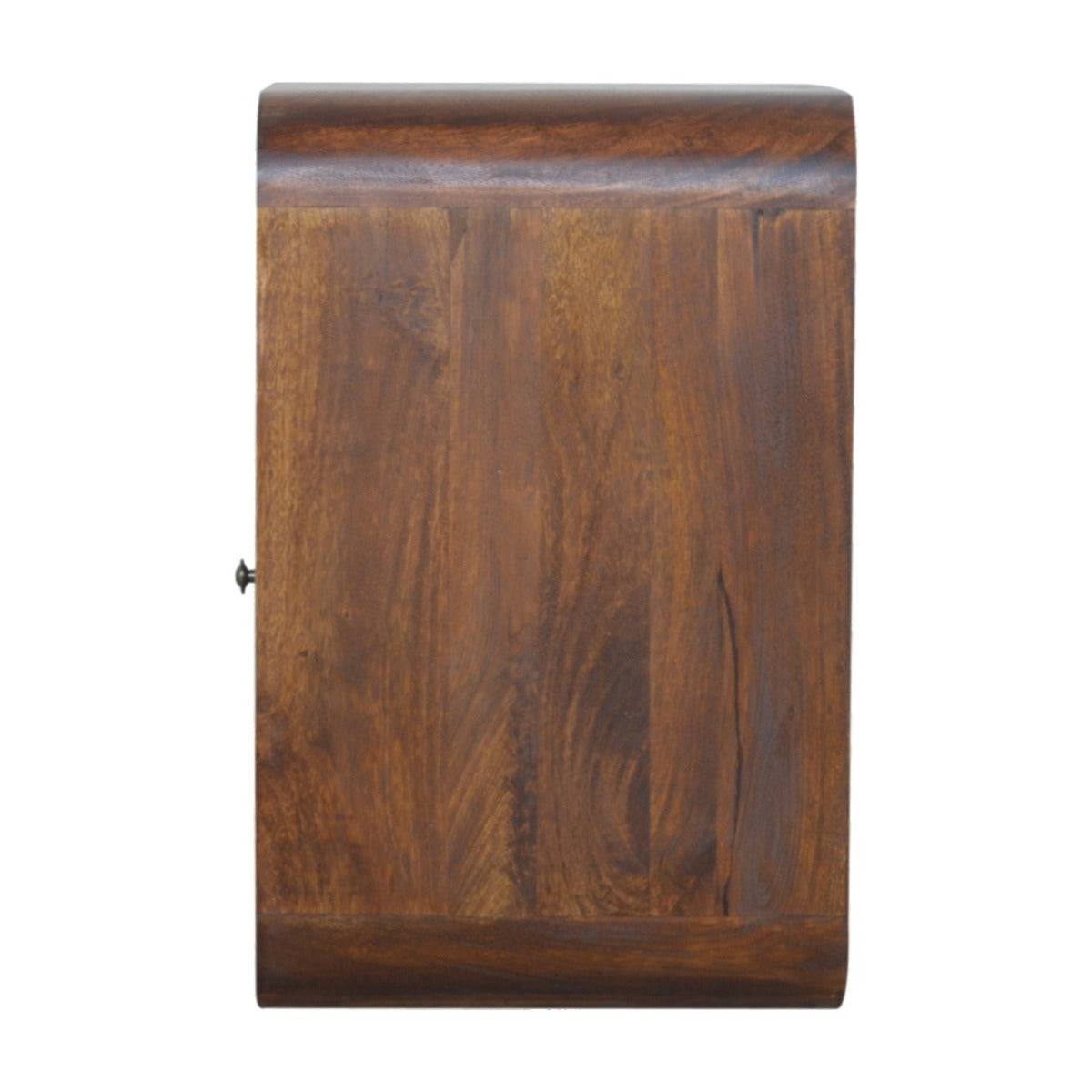 Curved Edge Bedside Table with 1 Drawer in chestnut-effect Solid Mango Wood - Price Crash Furniture