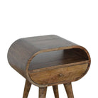 Curved Grey Washed Circular Bedside Table in Solid Mango Wood - Price Crash Furniture