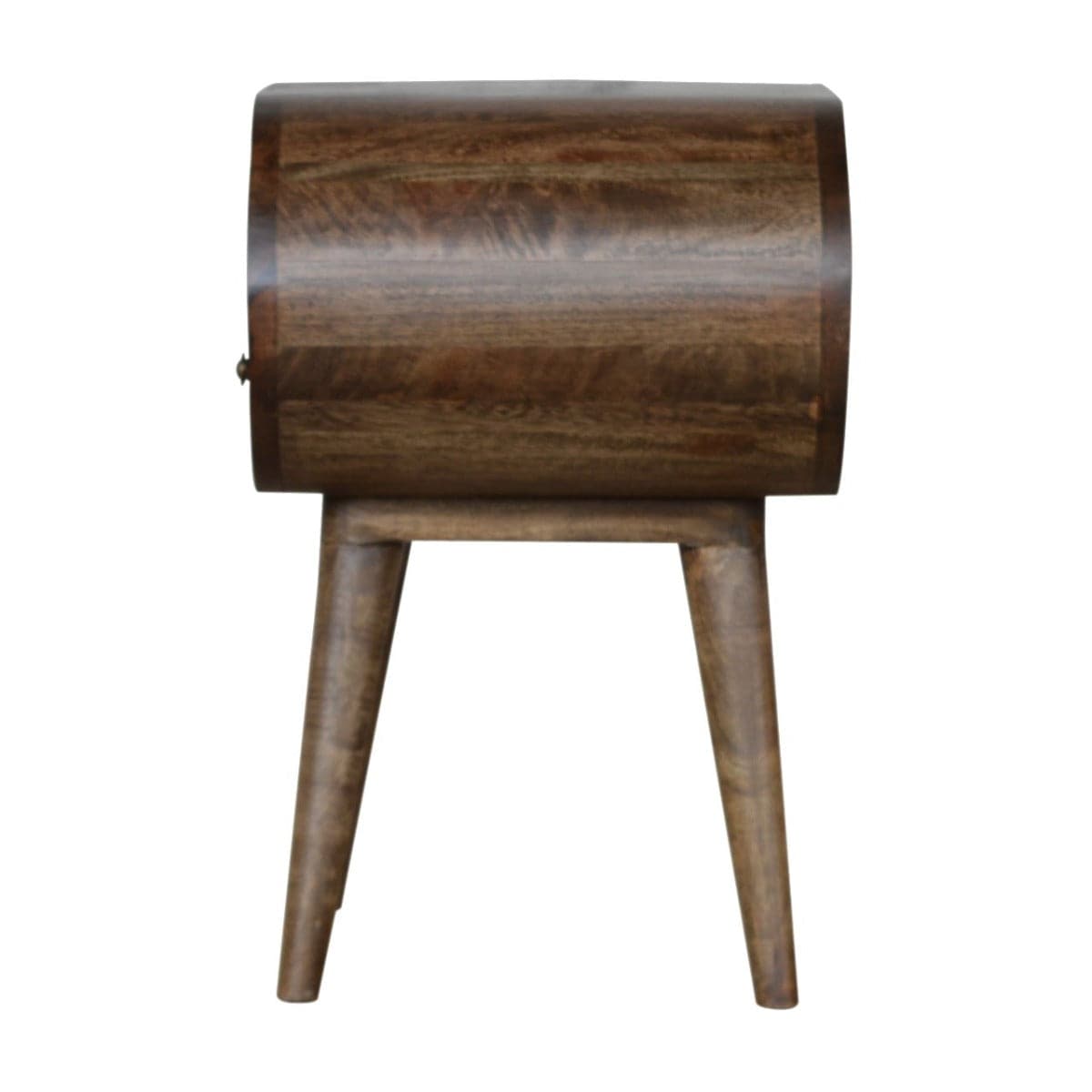 Curved Grey Washed Circular Bedside Table in Solid Mango Wood - Price Crash Furniture