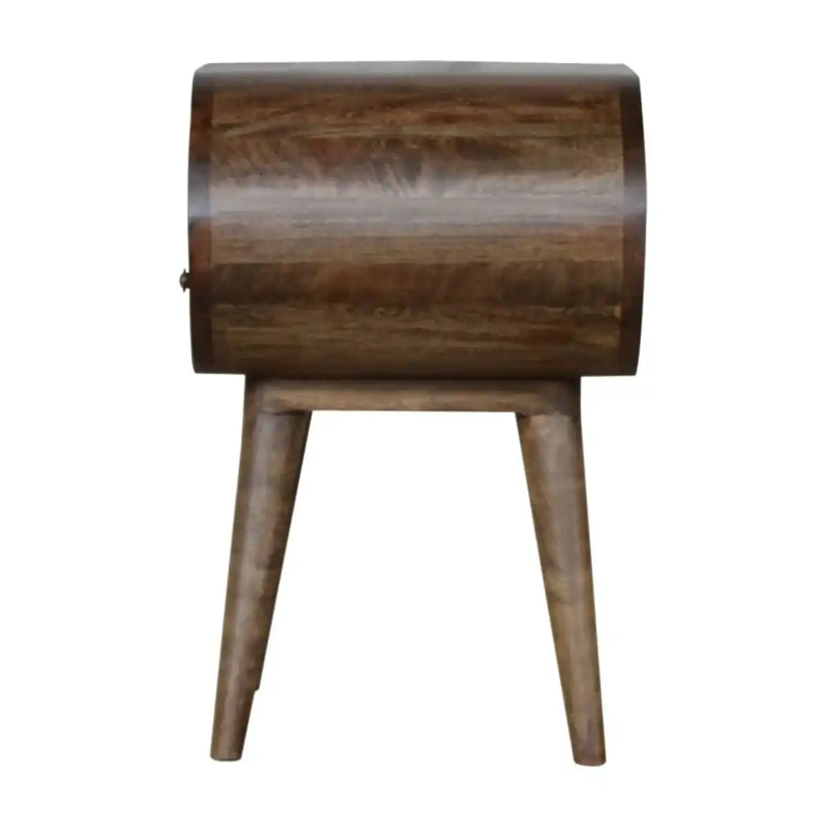 Curved Grey Washed Circular Bedside Table in Solid Mango Wood - Price Crash Furniture