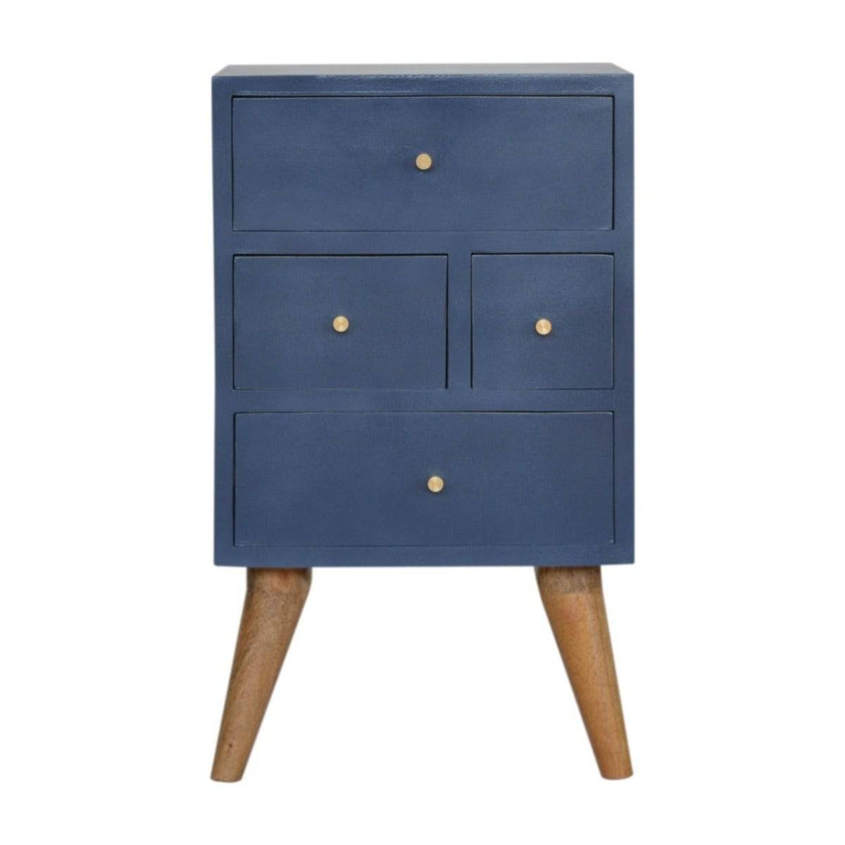 Dark Blue Painted Multi Drawer Bedside Table Cabinet - Price Crash Furniture