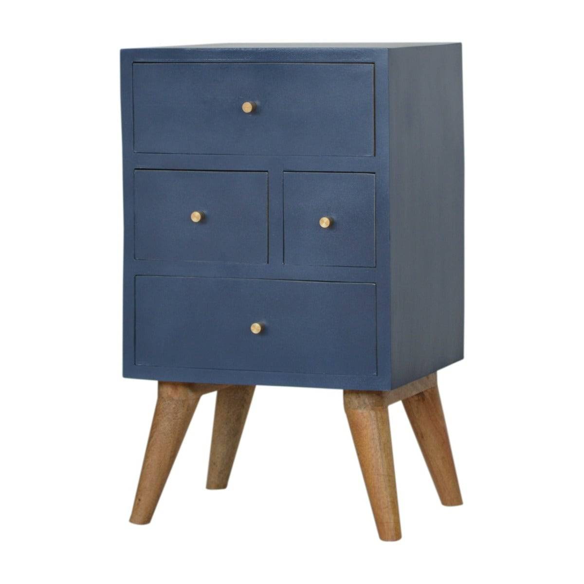 Dark Blue Painted Multi Drawer Bedside Table Cabinet - Price Crash Furniture