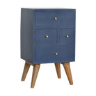 Dark Blue Painted Multi Drawer Bedside Table Cabinet - Price Crash Furniture