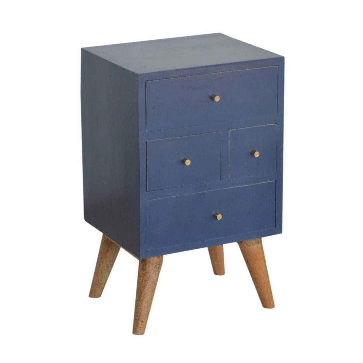 Dark Blue Painted Multi Drawer Bedside Table Cabinet - Price Crash Furniture