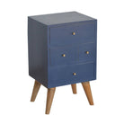 Dark Blue Painted Multi Drawer Bedside Table Cabinet - Price Crash Furniture