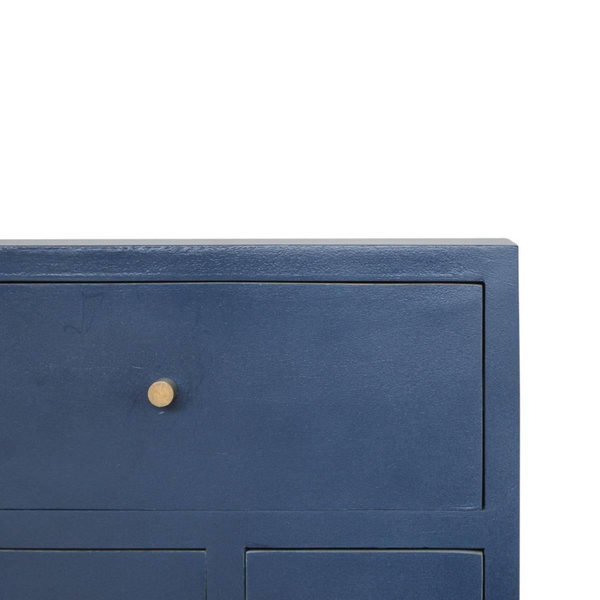 Dark Blue Painted Multi Drawer Bedside Table Cabinet - Price Crash Furniture