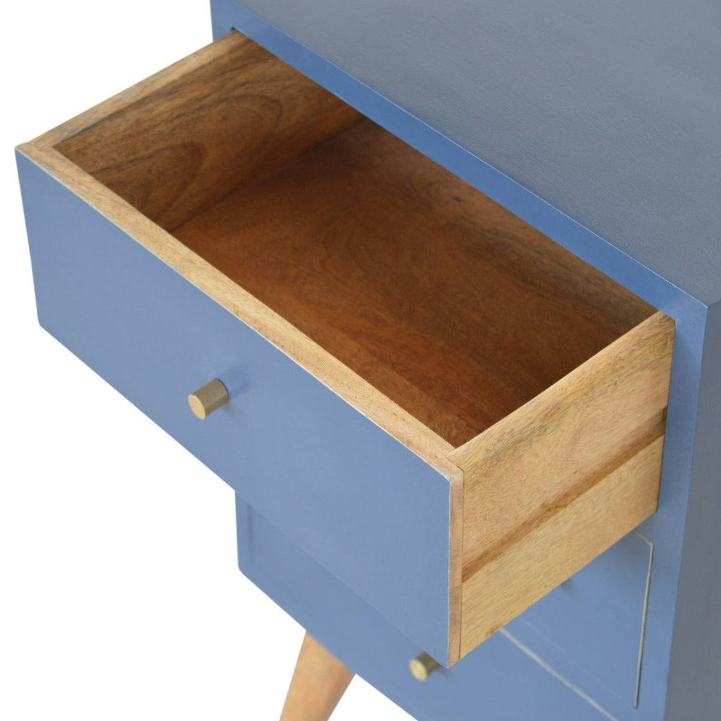 Dark Blue Painted Multi Drawer Bedside Table Cabinet - Price Crash Furniture