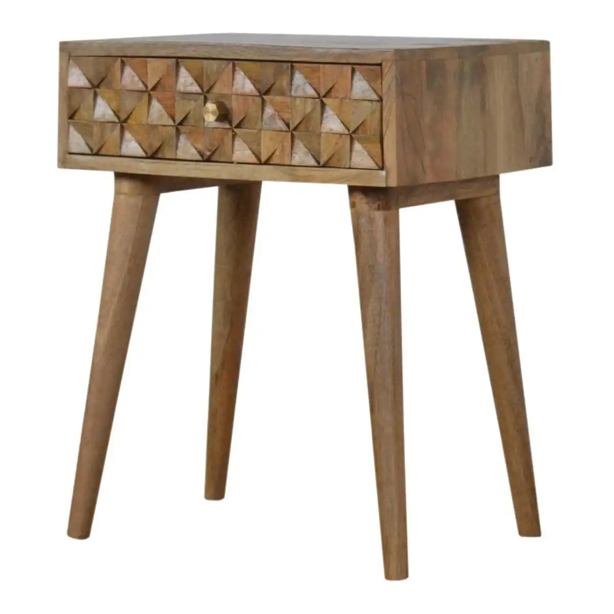 Diamond Carved Bedside Table with 1 Drawer - Price Crash Furniture