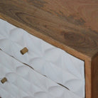 Diamond Carved White 1 Door Bedside Table in Solid Mango Wood - Price Crash Furniture