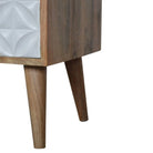 Diamond Carved White 1 Door Bedside Table in Solid Mango Wood - Price Crash Furniture