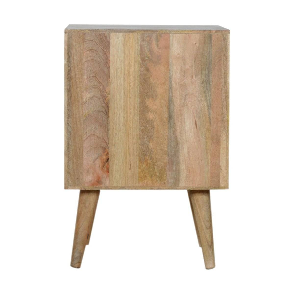 Diamond Carved White 1 Door Bedside Table in Solid Mango Wood - Price Crash Furniture