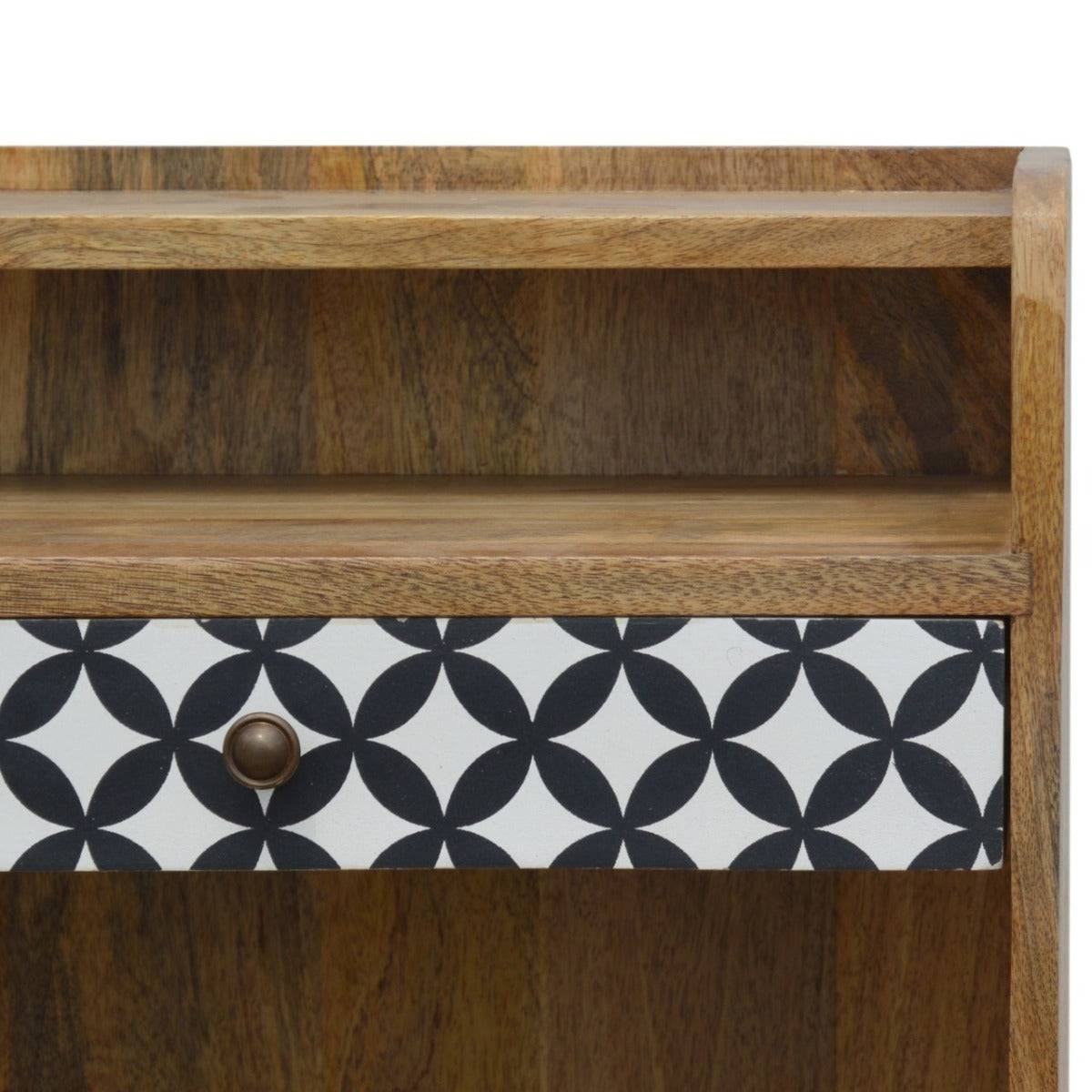 District Diamond Patterned Bedside Cabinet with 3 Shelves and 1 Drawer - Price Crash Furniture