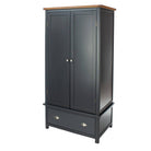 Dunkeld - 2 door, 1 drawer wardrobe in midnight Blue with natural lacquer wood top - Price Crash Furniture