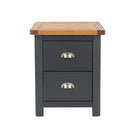 Dunkeld - 2 drawer bedside cabinet in midnight Blue with natural lacquer wood top - Price Crash Furniture