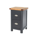 Dunkeld - 2 drawer petite bedside cabinet in midnight Blue with natural lacquer wood top - Price Crash Furniture