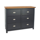 Dunkeld - 3+3 dr wide chest in midnight Blue with natural lacquer wood top - Price Crash Furniture