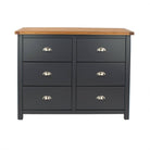 Dunkeld - 3+3 dr wide chest in midnight Blue with natural lacquer wood top - Price Crash Furniture