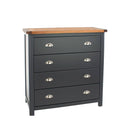 Dunkeld - 4 drawer chest in midnight Blue with natural lacquer wood top - Price Crash Furniture