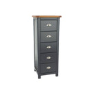 Dunkeld - 5 drawer narrow chest in midnight Blue with natural lacquer wood top - Price Crash Furniture