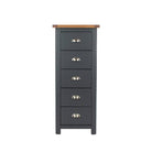 Dunkeld - 5 drawer narrow chest in midnight Blue with natural lacquer wood top - Price Crash Furniture