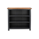 Dunkeld - low bookcase in midnight Blue with natural lacquer wood top - Price Crash Furniture