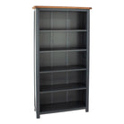 Dunkeld - tall bookcase in midnight Blue with natural lacquer wood top - Price Crash Furniture