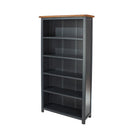 Dunkeld - tall bookcase in midnight Blue with natural lacquer wood top - Price Crash Furniture