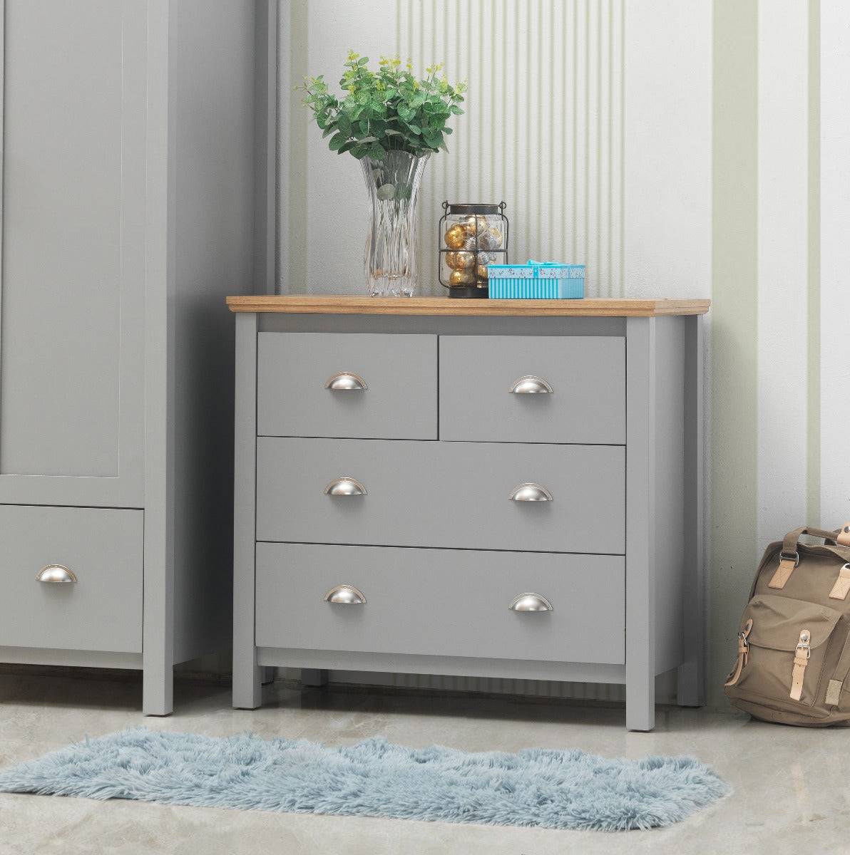 Eaton 4 Drawer Chest of Drawers in Grey by TAD - Price Crash Furniture