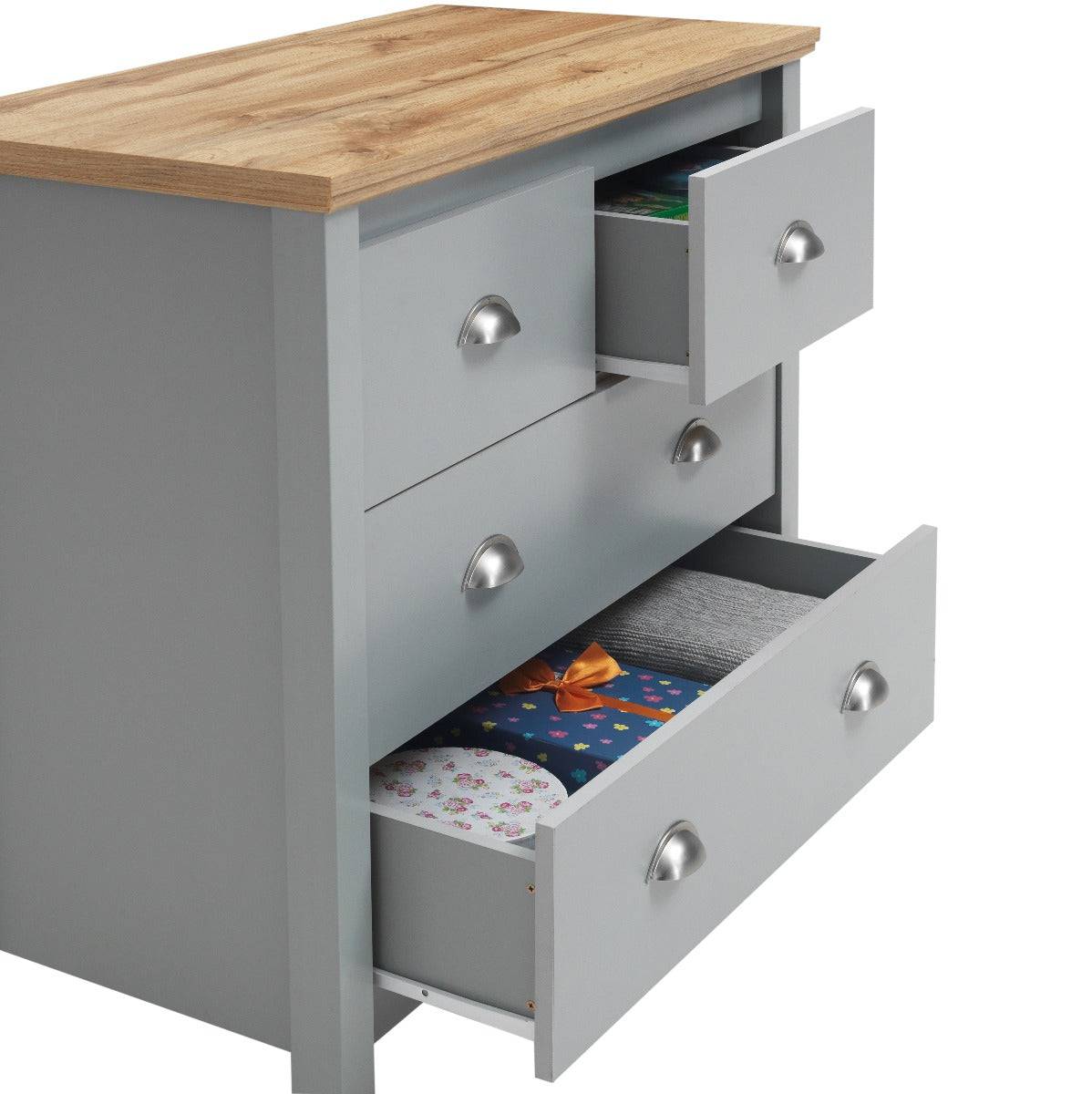 Eaton 4 Drawer Chest of Drawers in Grey by TAD - Price Crash Furniture