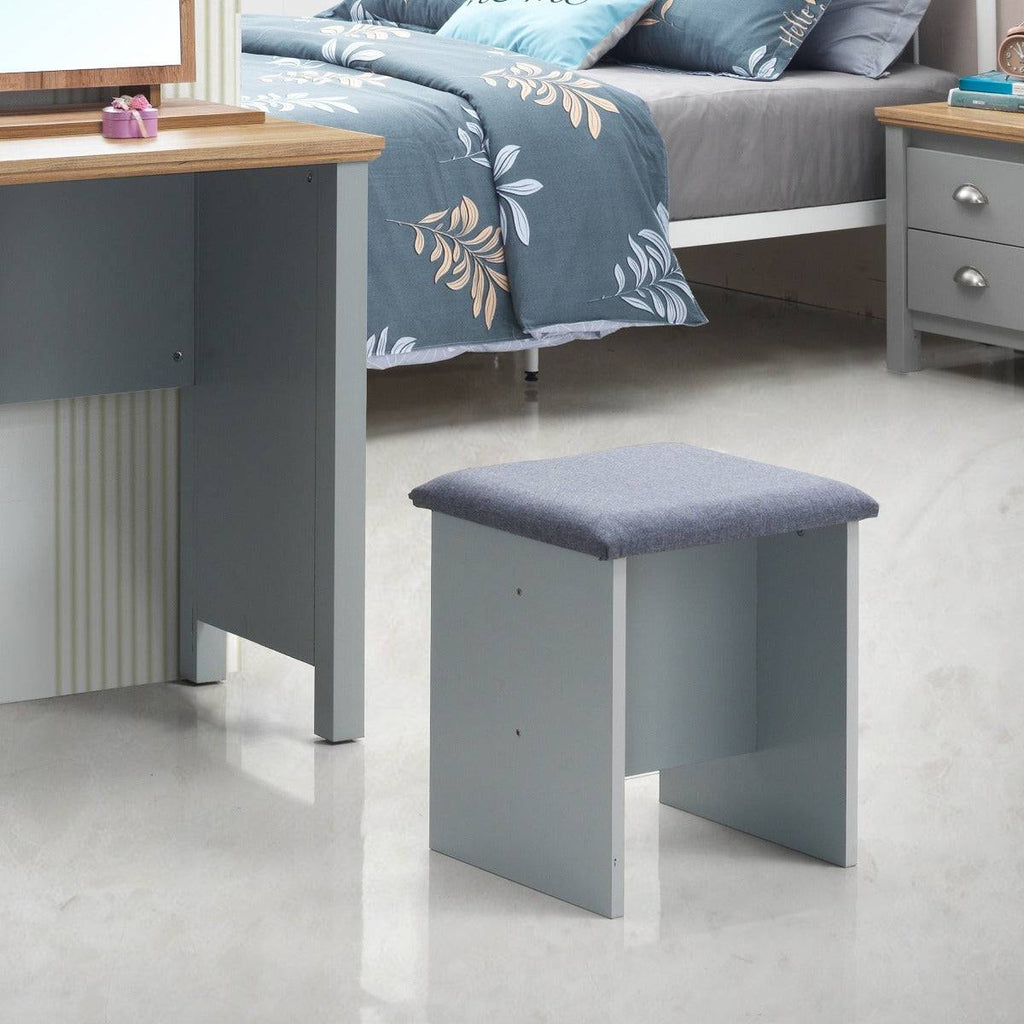 Eaton Cushioned Vanity Stool in Grey by TAD - Price Crash Furniture
