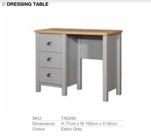 Eaton Dressing Table in Grey by TAD - Price Crash Furniture