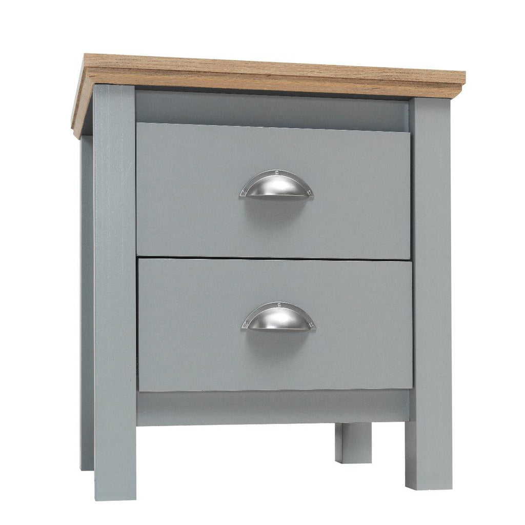 Eaton Nightstand with 2 Drawers in Grey by TAD - Price Crash Furniture