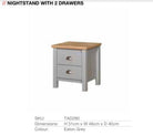 Eaton Nightstand with 2 Drawers in Grey by TAD - Price Crash Furniture