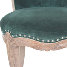 Emerald Green Velvet Studded Accent Chair with Cabriole Legs - Price Crash Furniture