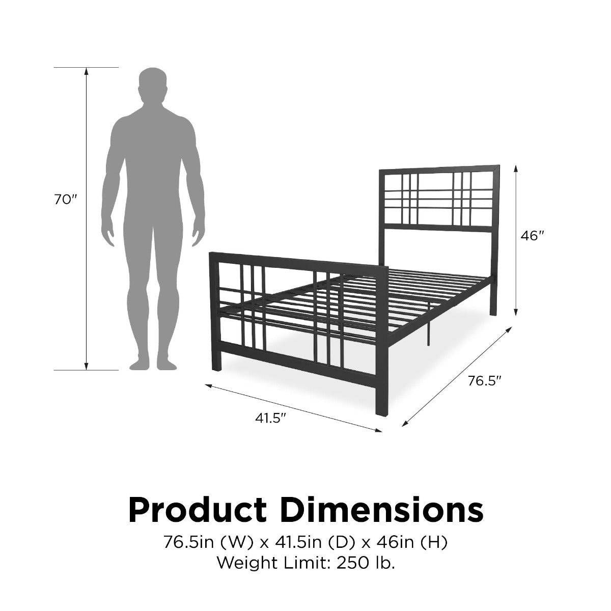 Burbank Metal UK Single Bed in Black by Dorel - Price Crash Furniture