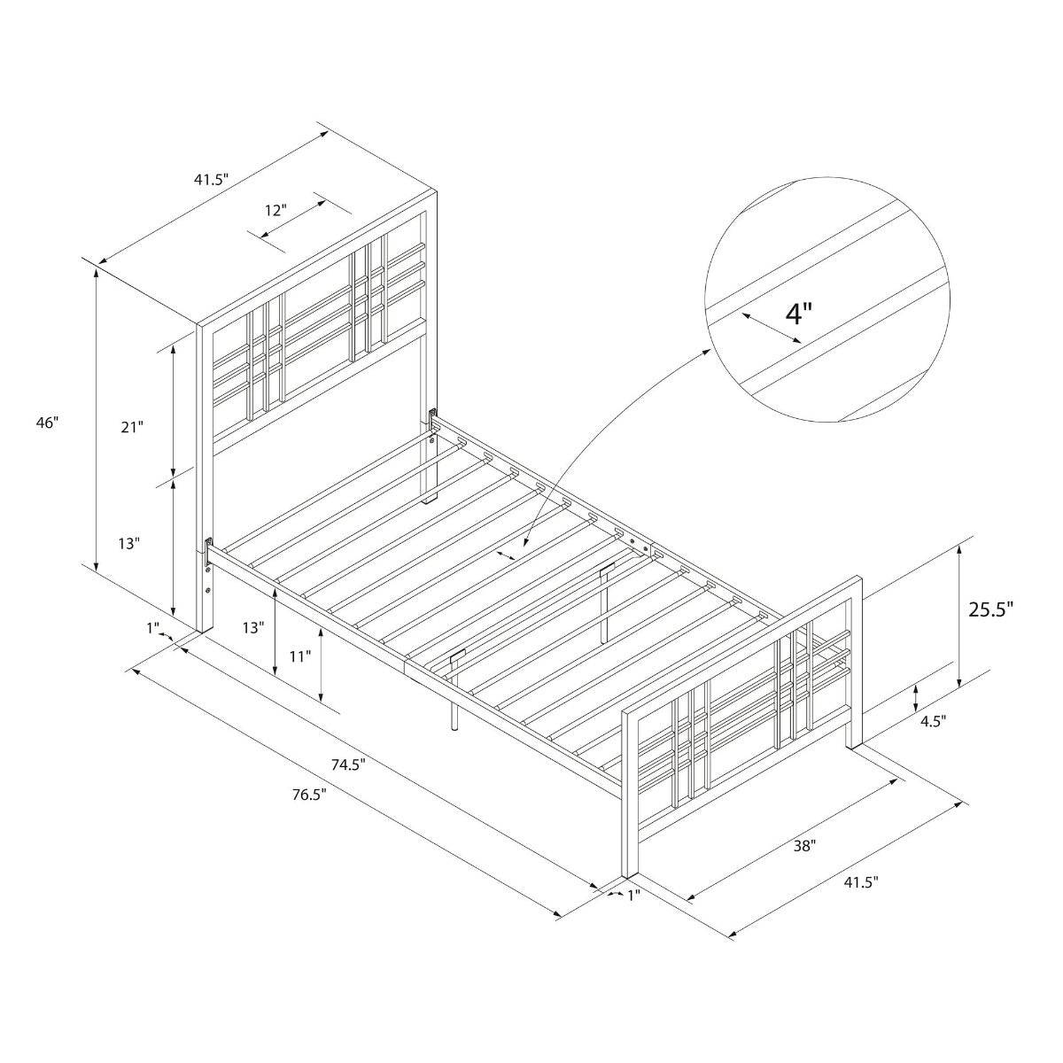 Burbank Metal UK Single Bed in Black by Dorel - Price Crash Furniture