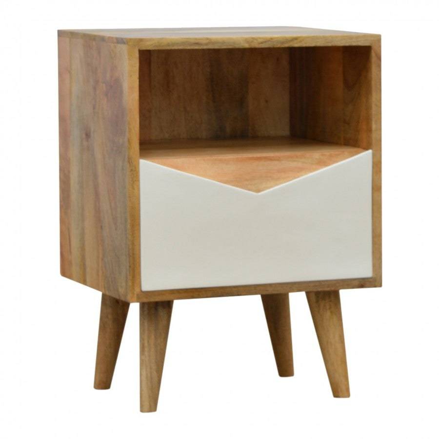 Envelope Style White Painted Drawer Front Bedside Table With Open Slot - Price Crash Furniture