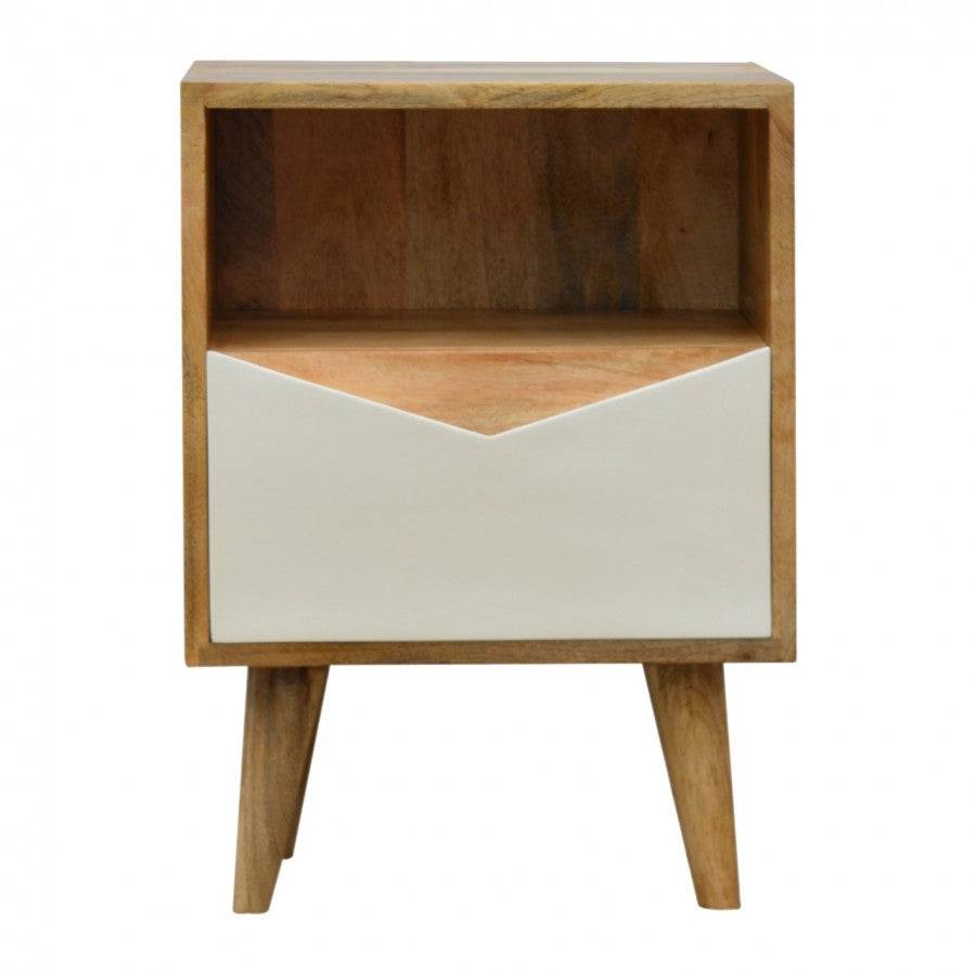 Envelope Style White Painted Drawer Front Bedside Table With Open Slot - Price Crash Furniture