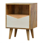 Envelope Style White Painted Drawer Front Bedside Table With Open Slot - Price Crash Furniture