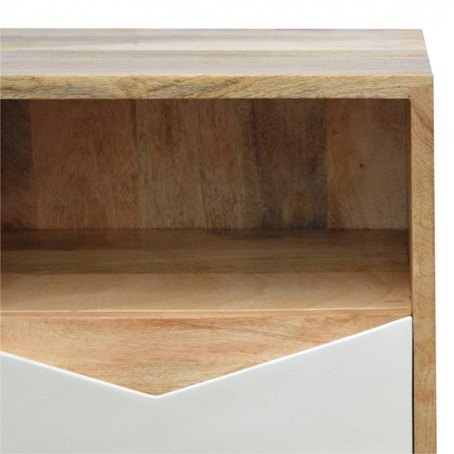 Envelope Style White Painted Drawer Front Bedside Table With Open Slot - Price Crash Furniture