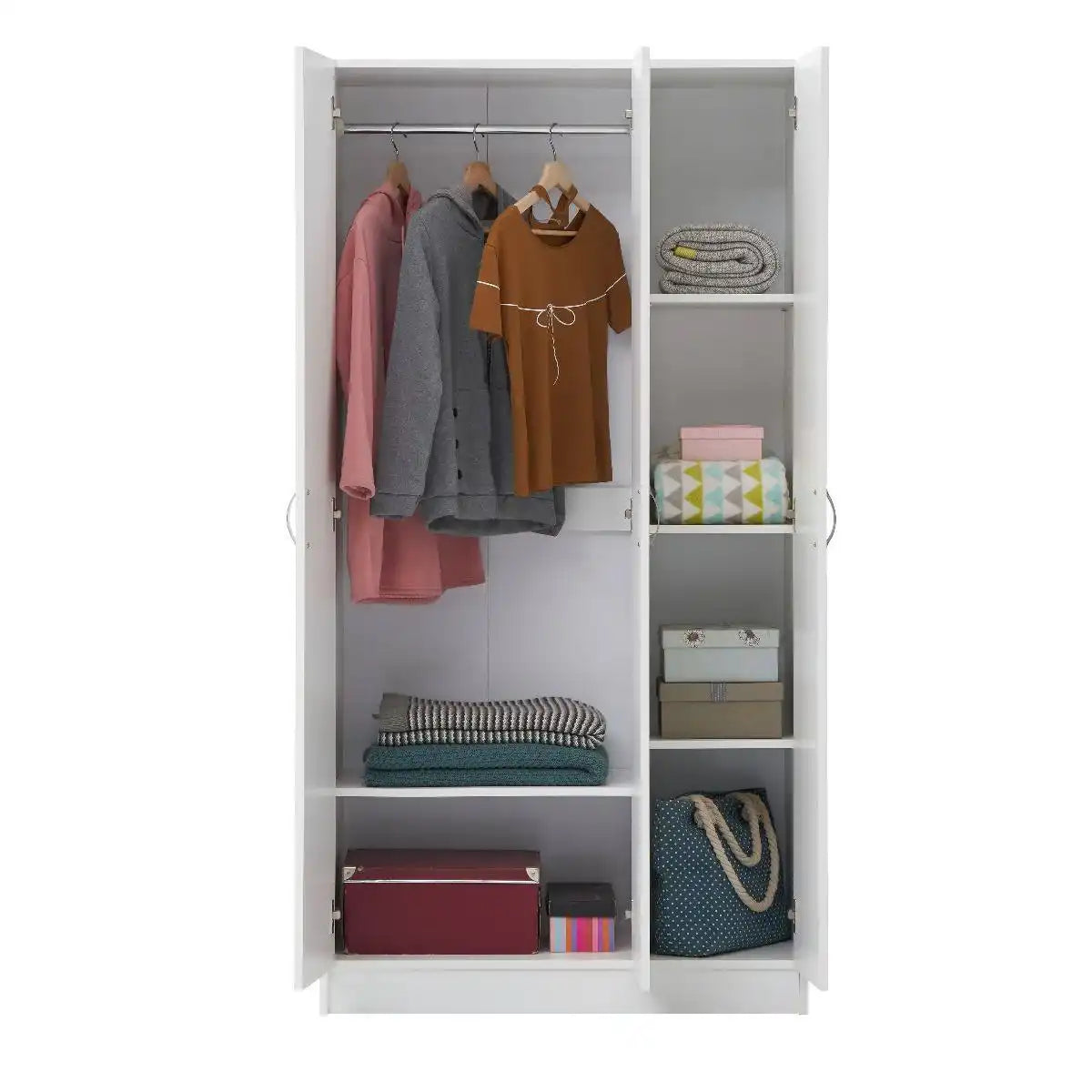 ESSENTIALS 2 DOOR WHITE WARDROBE - Price Crash Furniture