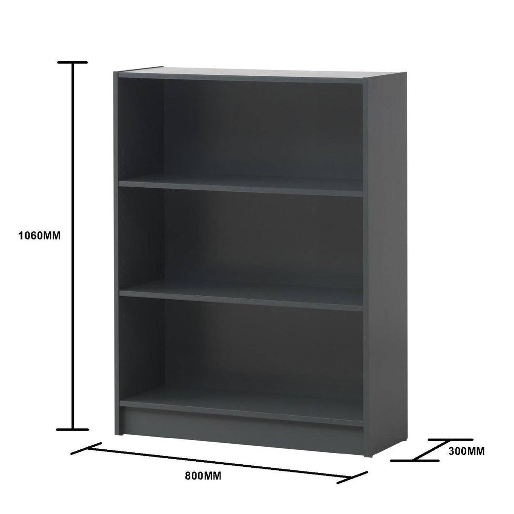 Essentials Bookcase Low Wide in Dark Grey by TAD - Price Crash Furniture
