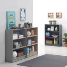 Essentials Bookcase Low Wide in Dark Grey by TAD - Price Crash Furniture